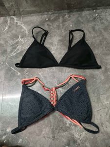 Black &amp; Patterned Bikini Tops (Set of 2)