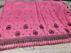 Pink Embroidered Saree