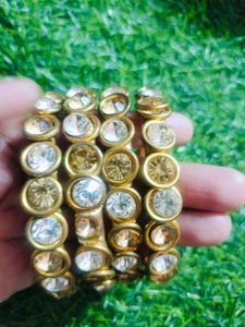 Embellished Gold Tone Bangles