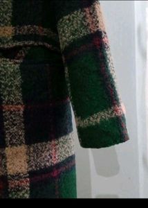Green Plaid Wool Blend Coat