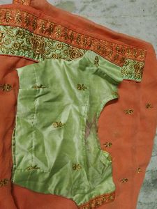 Elegant Peach Embroidered Saree