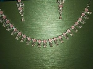 Elegant Pink Stone Necklace Set