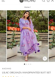 aachho Lilac Floral organza suit set