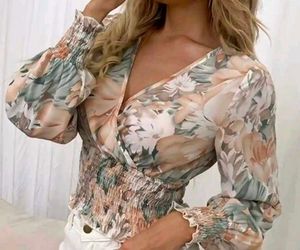 Floral Print Smocked Waist Blouse