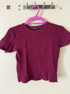 Ribbed Burgundy Cropped Top