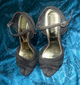 Elegant Black Heels with Ankle Strap