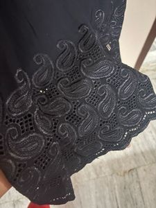 Libas Black Embroidered EthnicMotifs A-Line Dress