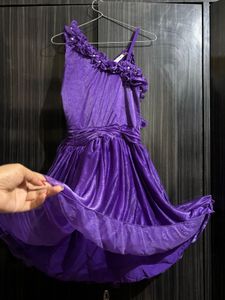Stunning Handcrafted Purple Ruffled Party Dress