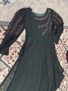 Elegant Emerald Green Embellished kurta wd Plazzo