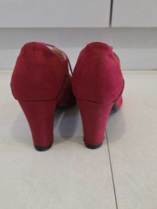 Women's Red Suede Boots with Heels