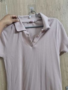 Ribbed Polo Neck Dress