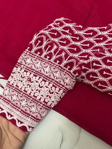 Pink Saree With Chikankari Blouse