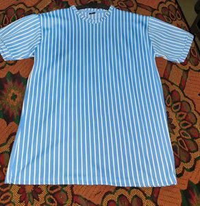 Blue Striped Loose Fit T-Shirt