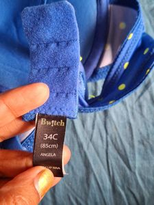 Cute Blue Polka dot  wired pushup Bra 34 c