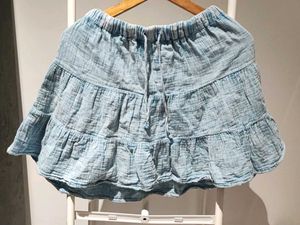 Tiered Blue Mini Skirt