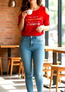 Red Cold Shoulder Top