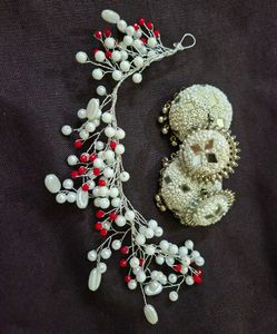 Exquisite Beaded Jhumka Earrings &amp; Hair Accessory