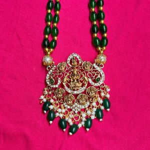Traditional Indian Green Beads Lakshmi Mala