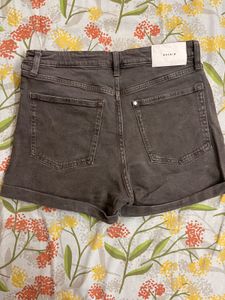 Brown Denim High Waisted Shorts