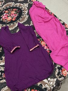 Vibrant Purple Kurta with Pink Salwar