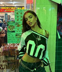 Y2K Inspired Cropped Jersey Top