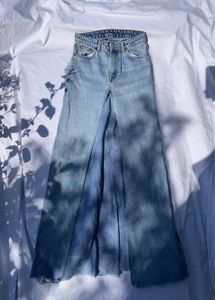 long slit denim skirt