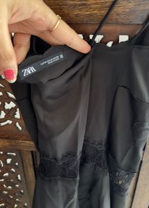 Zara New Limited Edition Satin Lace Midi Dress