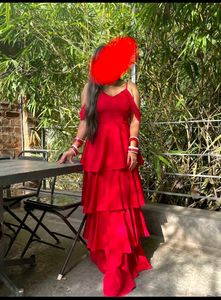 Chic Red Tiered Maxi Dress
