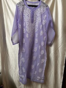 Elegant Lilac Embroidered Kurta