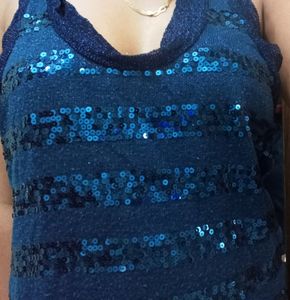 Deep Front Sequence Halter Top Dress