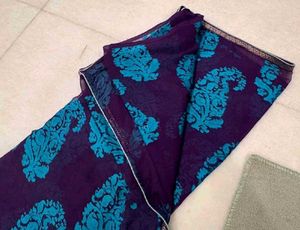 Purple Paisley Print Saree with Blouse