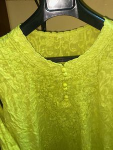 Vibrant Lime Green Embroidered Kurta
