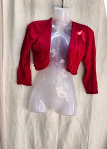 Chic Red Cropped Cardigan