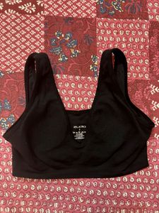 Deep neck Black Sports Bra