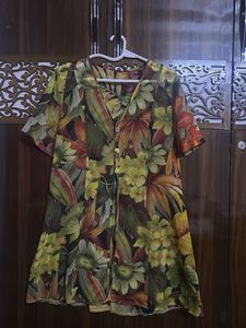Vibrant Floral Print Button-Up Top