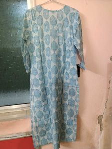 Light Blue Printed Cotton Kurta