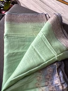 Beautiful Green &amp; Grey Saree