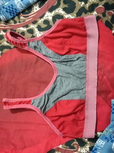 Comfortable Red & Gray Sports Bra