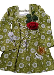 Green Floral Print Short Kurti💚