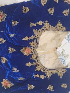 Blue Velvet Embroidered Lehenga Skirt