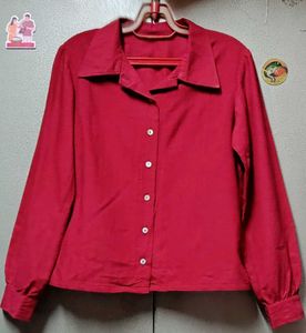 Vintage Maroon Button-Up Blouse
