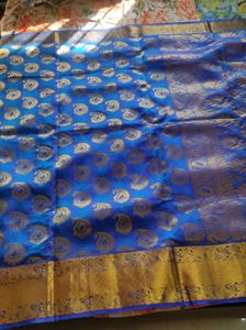 Royal Blue Silk Saree with Gold Motifs