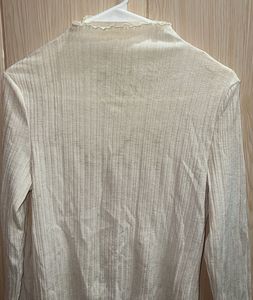 Off-White Ribbed Long Sleeve Top