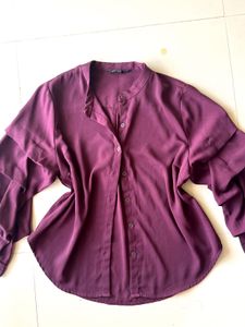 Wardrobe Burgundy Ruffle Sleeve Blouse – Size XL