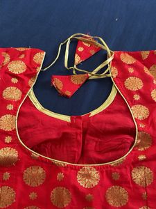 Red Brocade Blouse with Gold Motifs