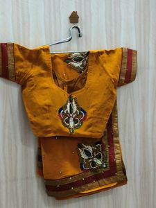 Peach Embroidered Lehenga Skirt