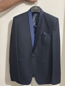 Men's Znaab Navy Blue Embroidered Waistcoat