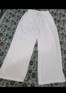 White linen blend pants