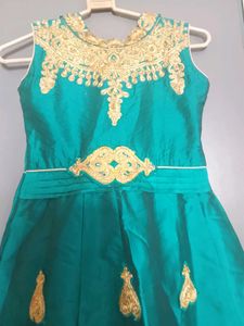 Elegant Teal ethnic gown with Gold Embroidery