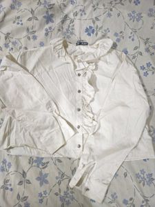 White Ruffle Neck coquette top (s-L)